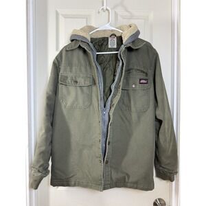 Workwear Utility Jacket Sherpa Hooded Canvas Coat Small Dickies